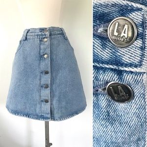 Vintage 90’s LA Blues button up denim jean mini skirt